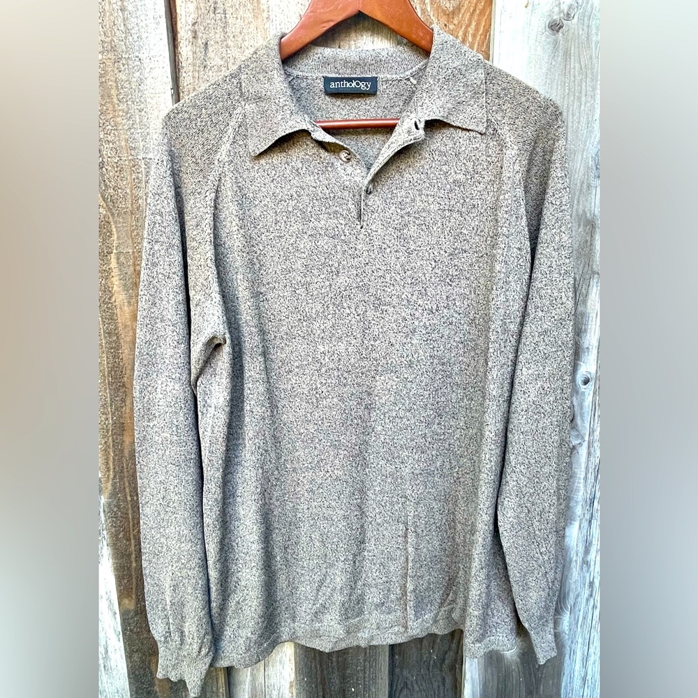 AntholOGY 100% Silk Mens Sweater Size Large